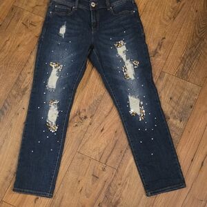 INC International Concepts Midnight Blue Jeweled Ankle Jeans